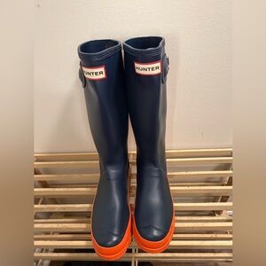 Hunter Dark Blue and Bright Orange Boots 6-6.5 eu37